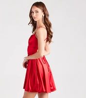 A Moment Satin Skater Dress