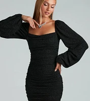 Subtle Glam Vibes Long Sleeve Glitter Mini Dress