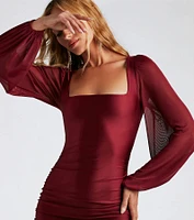 Elevated Puff Sleeve Ruched Mini Dress