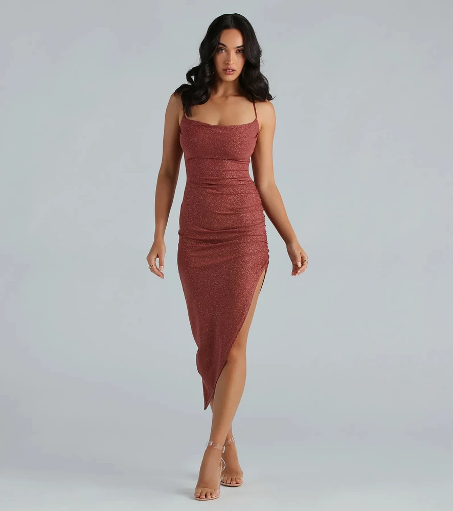 Shimmering Beauty Glitter Knit Midi Dress