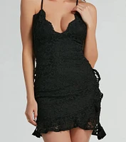 Notice Me Lace Ruffle Mini Dress