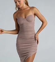 Sparkle Spell Glitter Ruched Midi Dress
