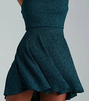 Glam Muse Glitter Knit Skater Dress
