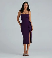 Attract Attention Crepe Ruffle Midi Dress