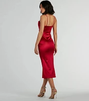 Feeling Luxurious A-Line Satin Midi Dress