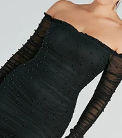 Elite Style Pearl Embellished Mini Dress
