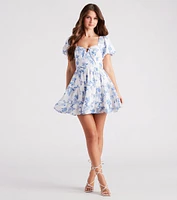 Vineyard Gal Floral Woven Skater Dress