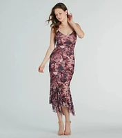 Bloom With A View Floral Ruffle Midi Dress