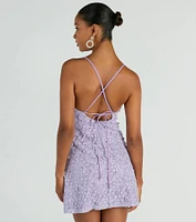 All The Splendor A-Line Faux Pearl Lace Mini Dress