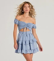 Girlycore Off-The-Shoulder Ruffled Skater Dress