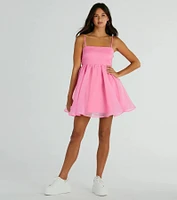 Babe Of The Hour Sleeveless Bow Back Babydoll Dress