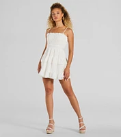 Tea Time Ruffled Short Skater Dress
