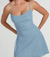 Midnight Mesh Glitter A-Line Party Dress