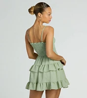 Tea Time Ruffled Short Skater Dress