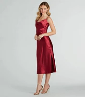 All The Elegance Satin Slip Midi Dress