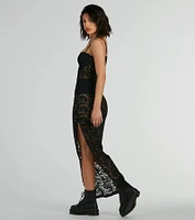 Kiss And Tell Sweetheart Sheer Lace Maxi Dress