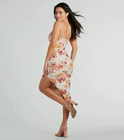 Blossom Style Mesh Floral Midi Dress