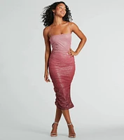 Sassy Shine Ombre Glitter Mesh Midi Dress