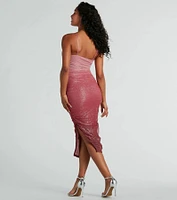Sassy Shine Ombre Glitter Mesh Midi Dress