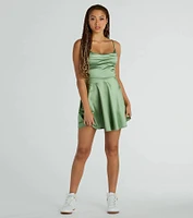 Silky Chic Satin Skater Dress
