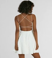 Whimsical Beauty Strappy Back Textured Knit Skater Dress