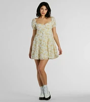 Captivating Cutie Eyelet Floral Babydoll Dress