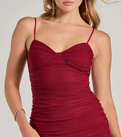 A Glam Affair Sleeveless Ruched Midi Dress