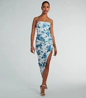 Made You Wink Floral Satin Midi Dress