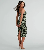 Irresistible Romance Rose Velvet Lace Midi Dress