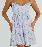 Sunny Posture Tie Back Floral Chiffon Skater Dress
