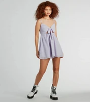 Fall For You Swiss Dot Chiffon Babydoll Dress