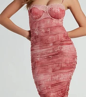 Gorgeous Entrance Lace Trim Printed Midi Dress