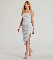 Blossom Style Mesh Floral Midi Dress