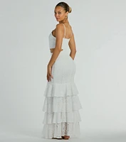 Free Flowing Cutie V-Neck Ruffle Eyelet Maxi Dress
