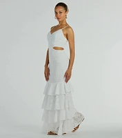 Free Flowing Cutie V-Neck Ruffle Eyelet Maxi Dress