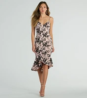 The Garden Floral Velvet Midi Dress