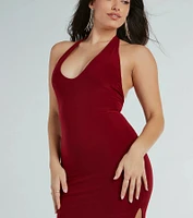 Arrive Like A Vision Scoop Halter Midi Dress