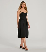 Blissful Afternoons Corset A-Line Midi Dress