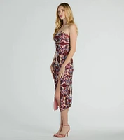 Chic Illusion Strapless Artsy Printed Midi Dress