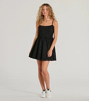 Destined For Love Lace-Up Short Skater Dress