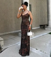 Fierce Allure Leopard Print Mesh Maxi Dress