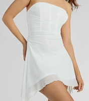 Major Beauty Mesh Strapless Corset Mini Dress