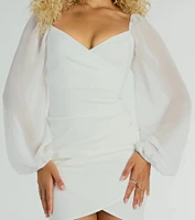 Dinner And Drinks Crepe Surplice Mini Dress