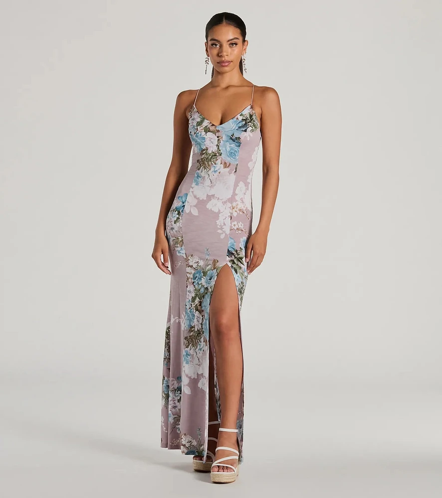 Blooming Floral Knit Maxi Dress