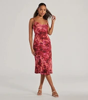 Looking Pretty Floral Chiffon Midi Dress