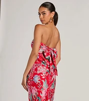 Boho Aesthetic Strapless Tie Back Paisley Maxi Dress