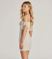 Lovely Look Cold Shoulder Bodycon Lace Mini Dress