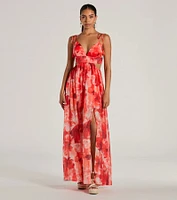 Vacay Attitude V-Neck Floral Tropical Maxi Dress