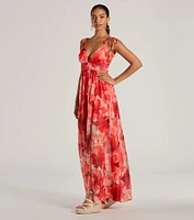 Vacay Attitude V-Neck Floral Tropical Maxi Dress