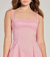 Fanciful Charm Tie-Back A-Line Taffeta Mini Dress